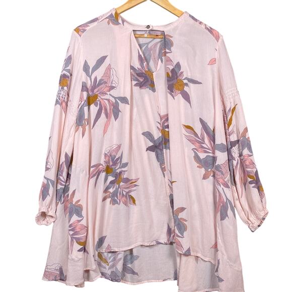 Free People Womens Dress Pearl Tree Swing Floral Tunic Cutout Oversized Short M - Picture 1 of 16